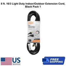 8 ft. 16/3 Light Duty Indoor/Outdoor Extension Cord, Black Pack 1