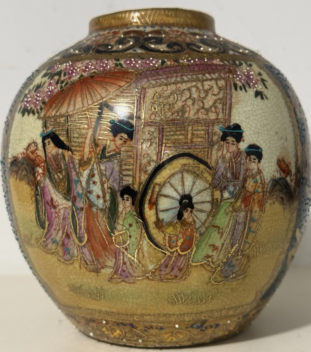 艺妓花瓶日本古董花瓶| eBay