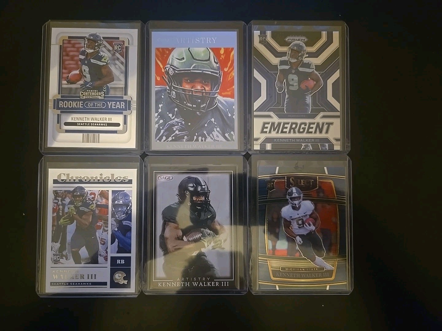 KENNETH WALKER III 6 Card (RC) Rookie Lot.  Seattle Seahawks Super Bowl MVP