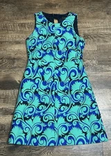 J.Crew Dress 0 G1061 Blue Green Baroque Scroll Sheath Sleeveless Jacquard SP17