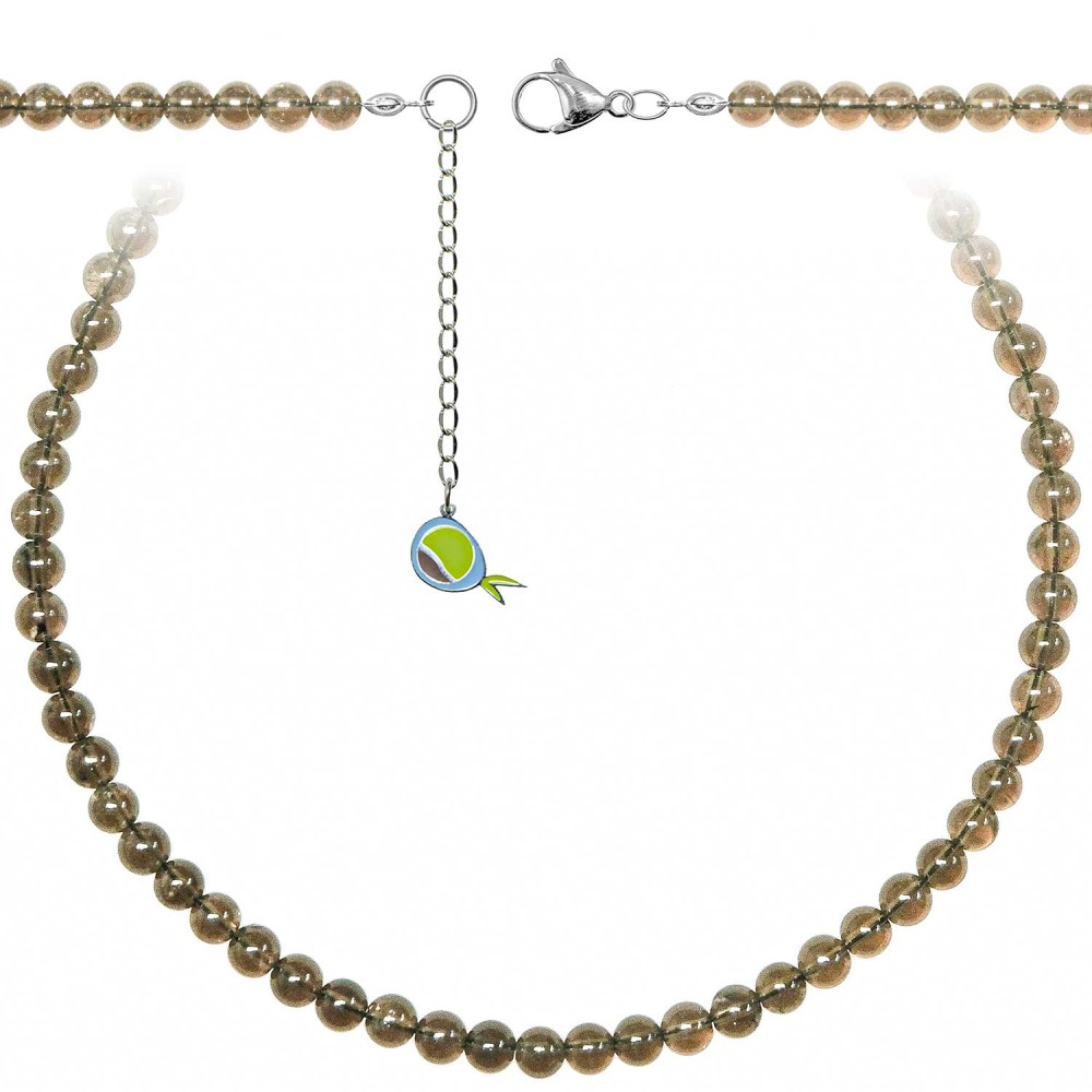 Collier en quartz fumé 6 mm, le sautoir de 70 cm idéal pour sublimer vos tenues de bureau