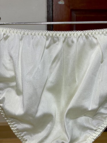 Bikini vintage pallido setoso poliestere mutandine bellissimo nylon rayon pizzo slip taglia 6/M - Foto 8 di 17