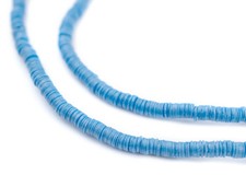 Sapphire Blue Vinyl Phono Record Beads 3mm Ghana African Disk 34 Inch Strand