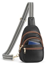 Anti Theft Small Sling Bag for Women and Men RFID Leather Crossbody Bags Black