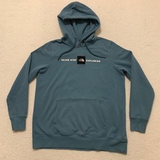The North Face Never Stop Exploring Patched Hoodie Womens L Pullover Teal Blue