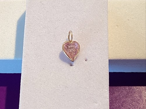 14K Yellow Gold Cubic Zirconia Pink Heart Shaped Pendant / Charm