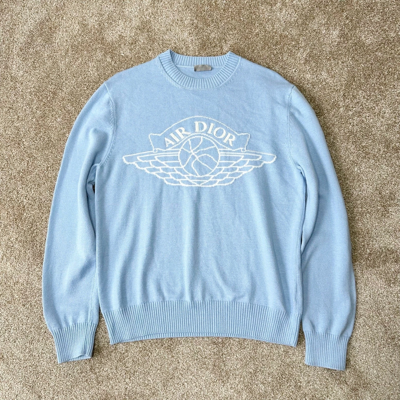 Dior — Christian Dior X Air Jordan Collab S/S 2020 Air Dior Cashmere Blend Blue Sweater
