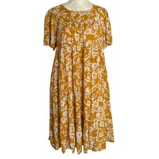 Hope Ave Tiered Dress Boho A Line Floral Gold S bv