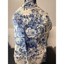 Talbots Blue White Floral 100 Silk Square Scarf 26x26