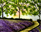 PAINTING WATERCOLOR 11X14 DOUBLE MAT 16X20 BLUEBELL TREES WOODLAND LANDSCAPE ART