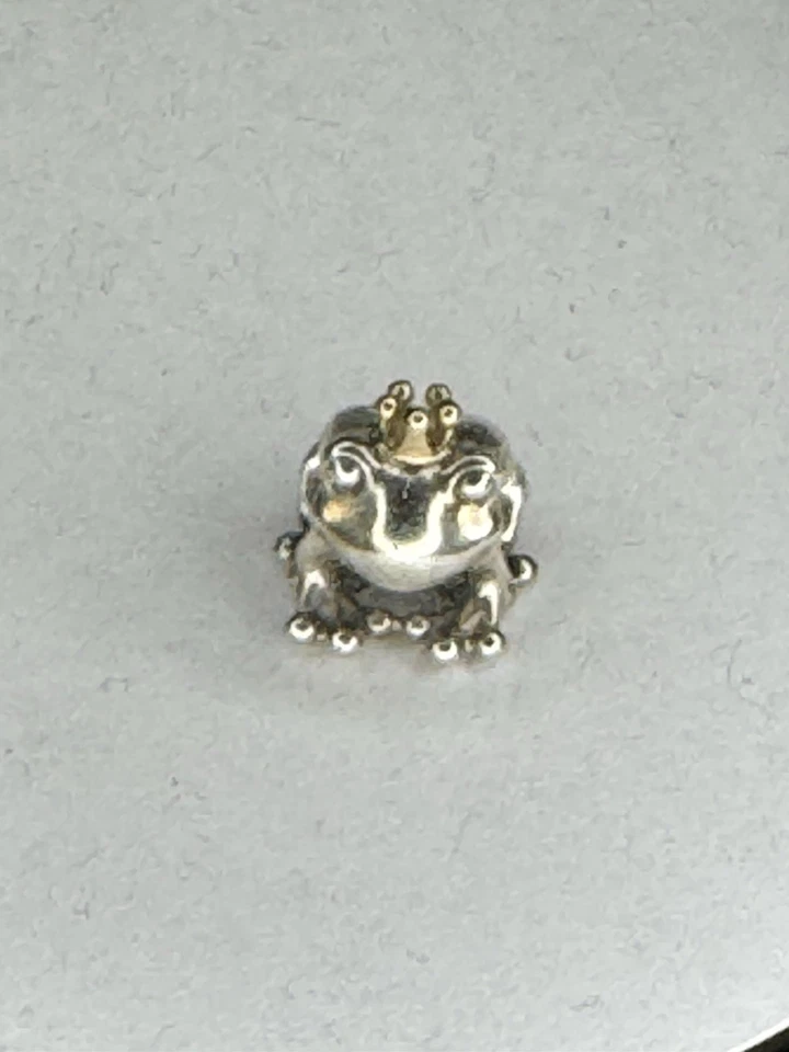 Pandora Original Charm bicolor Sterling Silber und 14K Gold Froschkönig Rarität
