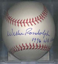 Willie Randolph 1996 WS Champs New York Yankees Autographed OML Baseball COA