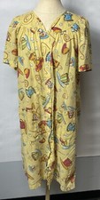 Vintage Copacabana Pearl Snap Up House Nightwear Dressing Gown Sz S  2 Pockets