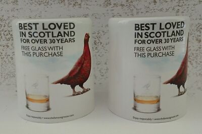 Set of 2 Whiskey Glasses The Famous Grouse Collectible Etched Design 6 Oz NEW