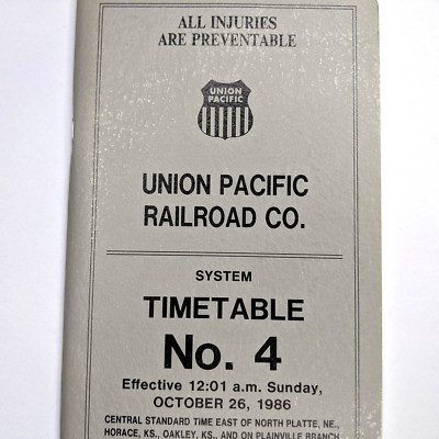 OKT 1986 Union Pacific Railroad Mitarbeiter Fahrplan Bahnhof Systemkarte 3M