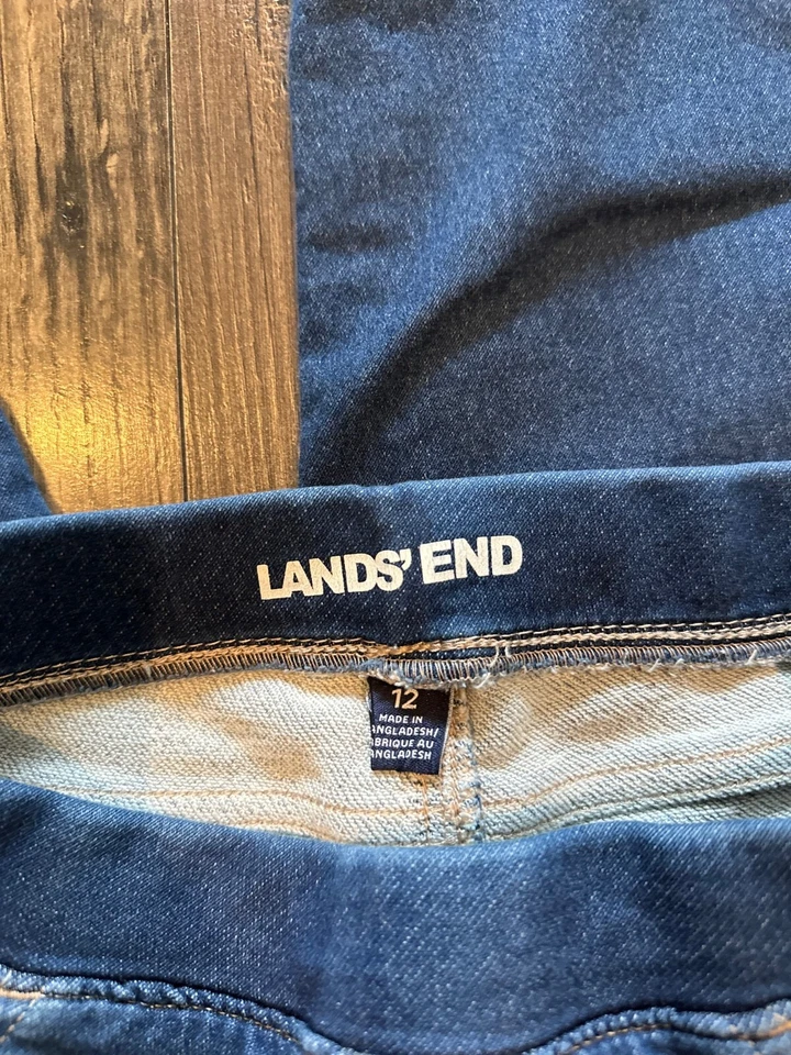 GUC Lands End Jeans Girl's Skinny Jegging Blue Paint Splatter Stretch Pull On 12 - Image 4 of 4