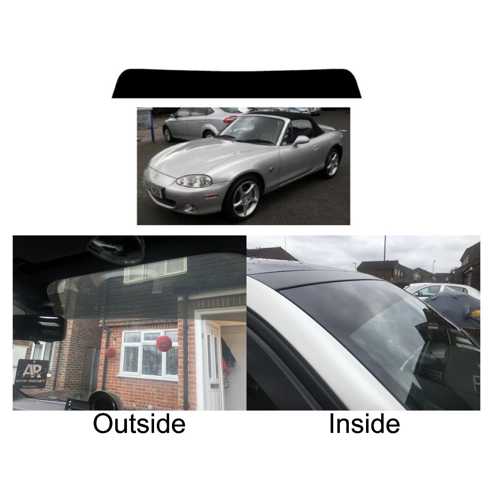 Mazda Sunstrip for an MX-5 1 - 2.5 1989 to 2004 -  pre cut, Easy Fit Window Tint