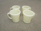 Set 4 Vintage Fire King oven ware Mugs/Cups Cream Off-White Glass Milk Glass