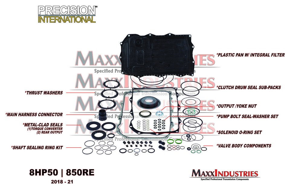 850RE 8HP50 Transmission Overhaul Rebuild Kit w/Piston Rings Seals ...
