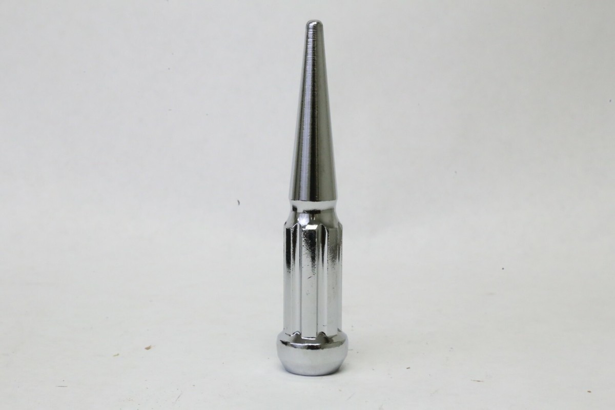 32-Pack Chrome Spline Spike Lug Nuts – 14x1.5 Thread, For Chevy/GMC/Ford, With Safety Key
