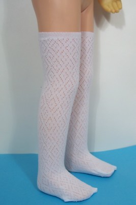 WHITE Stocking Thigh-Hi Diamond-Cut Doll Socks For 24'' Charmin Chatty (Debs*)