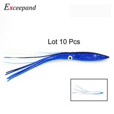 10 PCs 12" Plastic Fishing Lure Big Game Soft Skirt Squid Trolling Fishing Bait