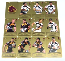 2012 SELECT NRL CHAMPIONS CARD PEELED GOLD PARALLEL TEAM SET (12)-BRONCOS