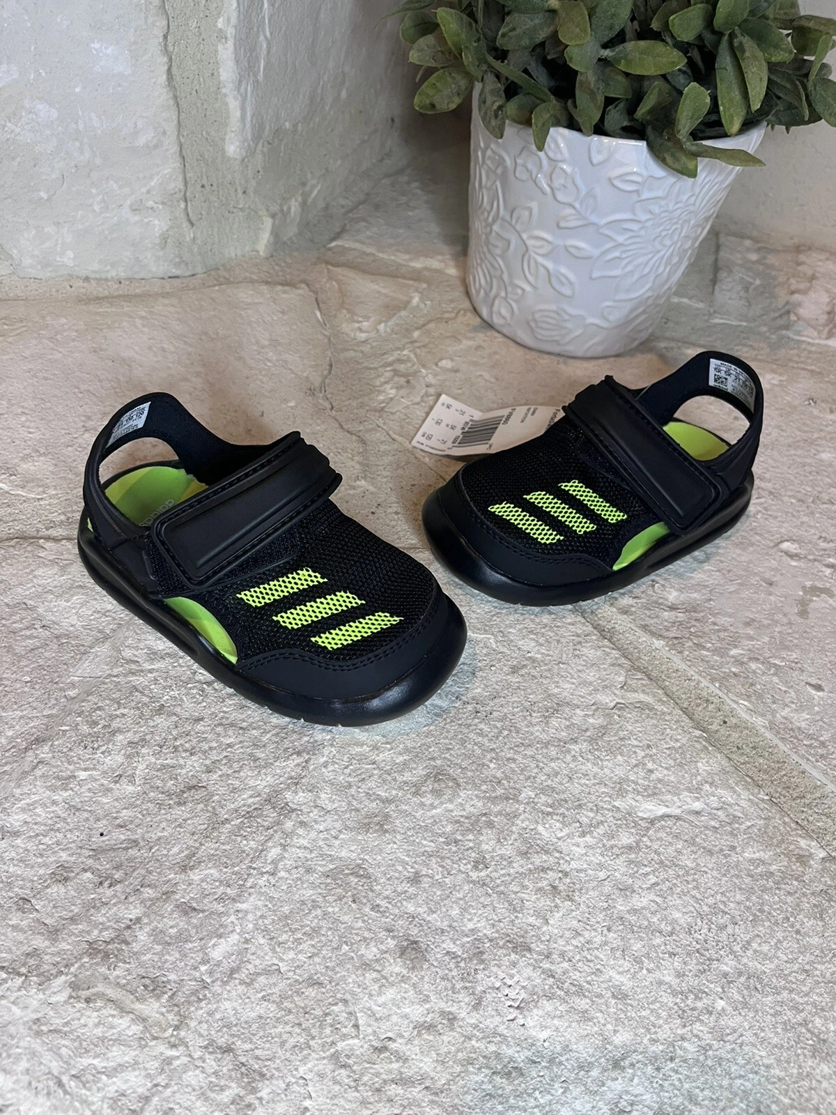 Adidas Fortaswim l sandali acqua nero verde lime taglia 5K