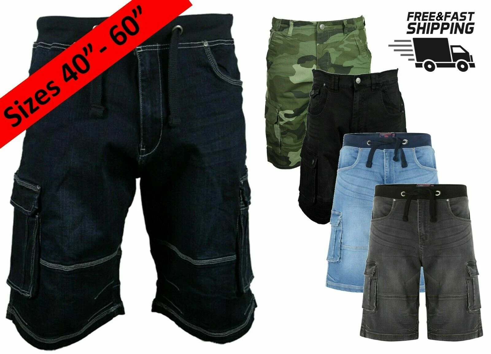 Mens King Size Cargo Denim Shorts Big & Tall Knee Length Casual Jeans Half Pants
Opens in a new wind