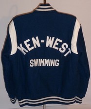 Vtg Buffalo Ny Swimming Team Varsity Jacket! Blue Wool! Leather Trim! Usa! Med