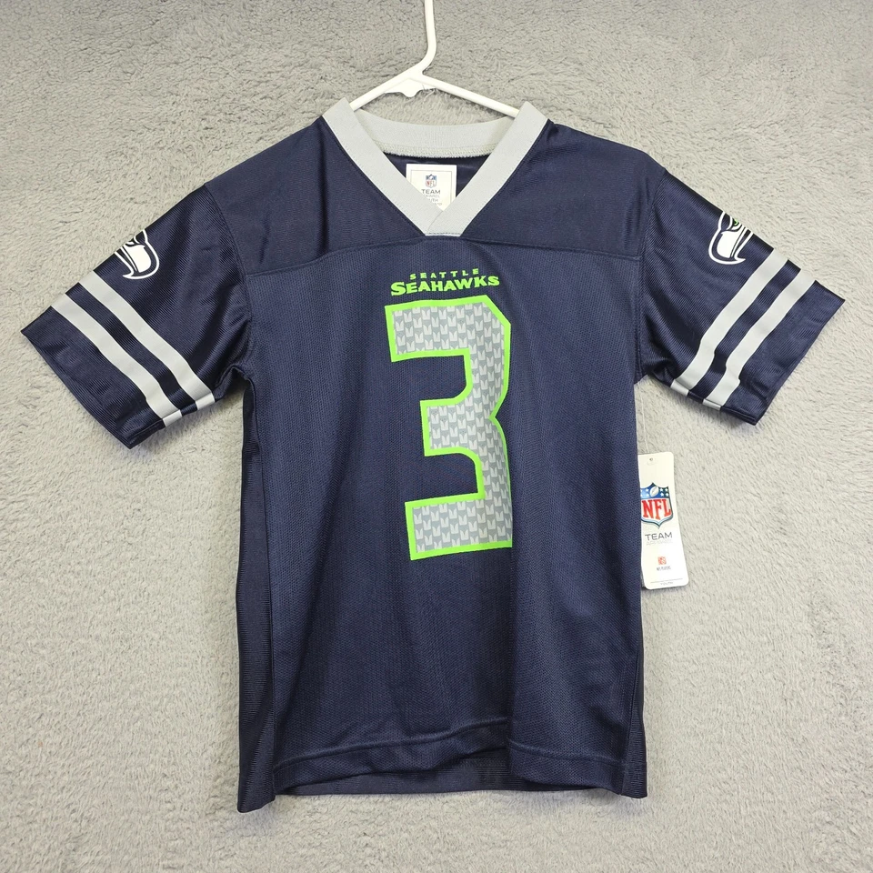Camiseta Seattle Seahawks Juvenil M Azul #3 Russell Wilson NFL Fútbol Malla NUEVA Foto 3 de 4