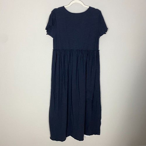Natural Life Babydoll Midi Dress Womens Large Blue Short Sleeves 100% Cotton - Picture 5 of 6