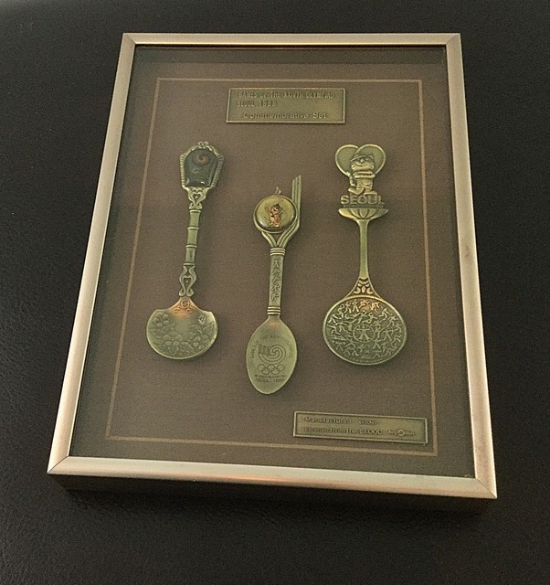 Olympic Games 1988 Seoul Korea Commemorative Spoons Set Antique Brass