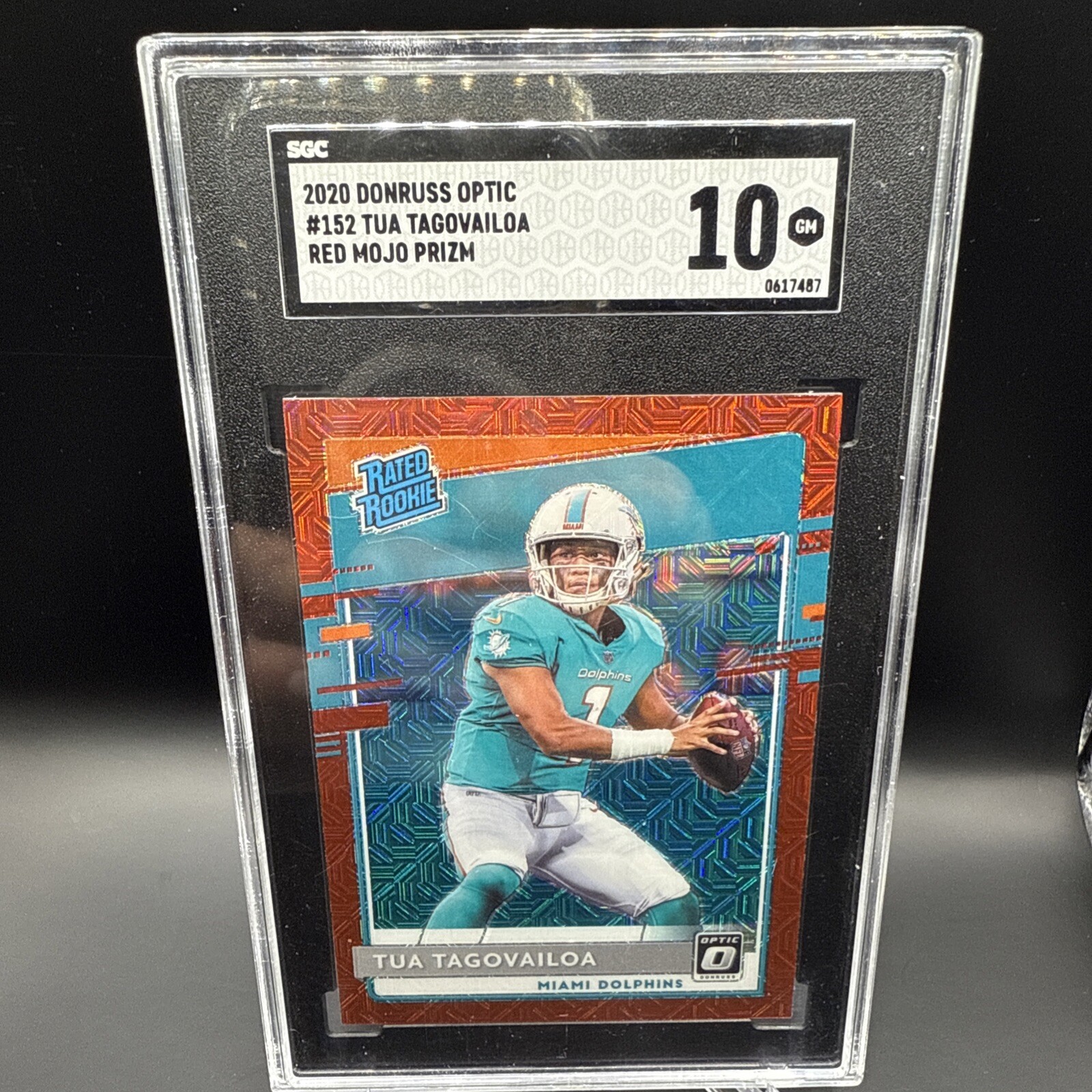 Tua Tagovailoa 2020 Optic #152 Rated Roookie - Red Mojo Prizm - SGC 10