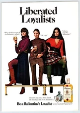 1971 PRETTY LIBERATED WOMEN BALLENTINE'S WHISKY 8"X11" Magazine Ad 1970's SYB5