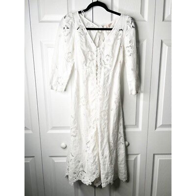 Rebecca Taylor Terri Milk White V-Neck Embroidered Midi Dress Women's Size 4 | eBay Rebecca Taylor Terri Milk White V-Neck Embroidered Midi Dress Women's Size 4 | eBay