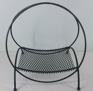 Vintage Mid Century Modern Fireplace Wood Log Round Rack Magazine