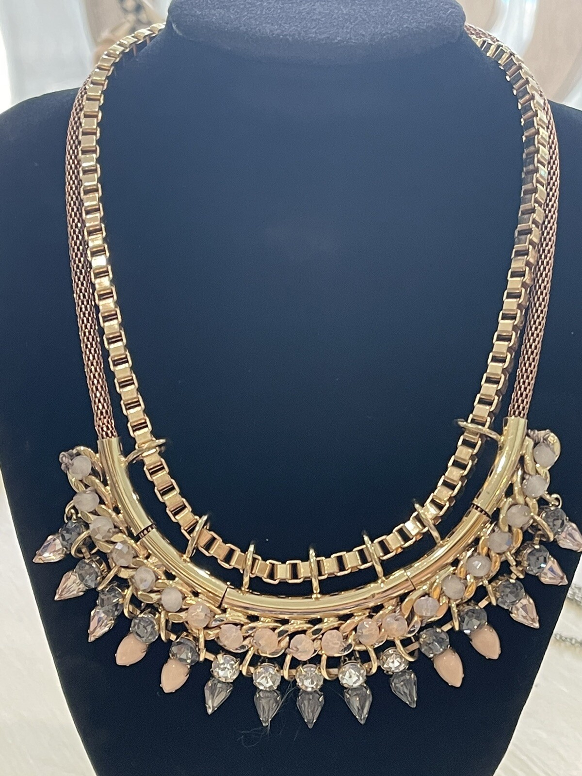 Express Necklace Boho Statement Crystal Beaded Bi… - image 8