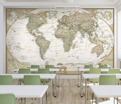3D World Map ZHU47753 Wallpaper Wall Mural Removable Self-adhesive Zoe