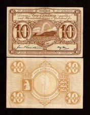 GREENLAND 10 KRONER P-19 1953-1967 WHALE CURRENCY MONEY DENMARK EUROPE BANK NOTE