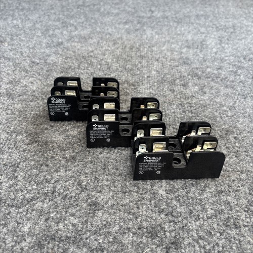 Lot of 3 - Gould Shawmut 30322RAB  30A 2 Pole  600 volt Class CC fuse block Used