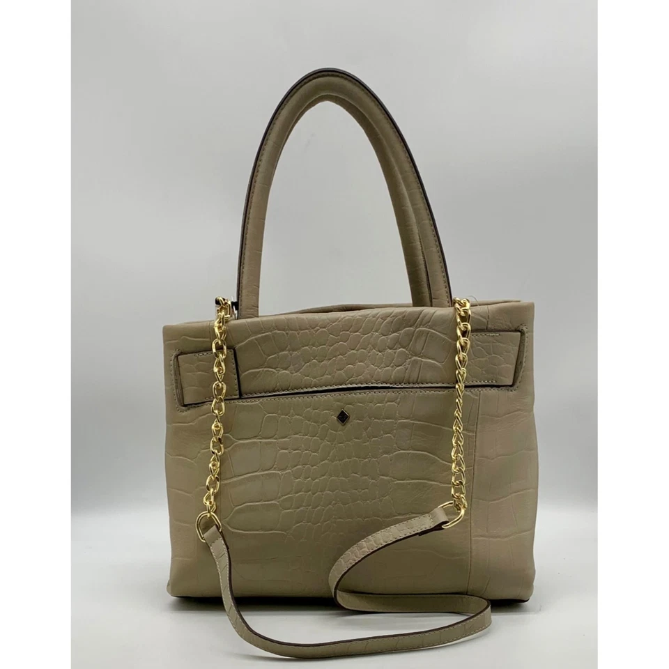 Cartera de cuero en relieve Antonio Melani Belt Turnlock Dove Croc Foto 2 de 4