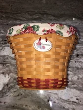 Longaberger 2002 May Series Geranium basket with liner, protector, and tie on