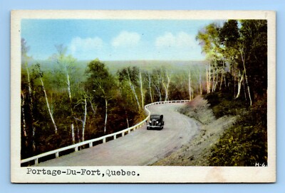 Postcard PORTAGE DU FORT Quebec Old Car Photogelatine Engraving Co 1930s Vintage
