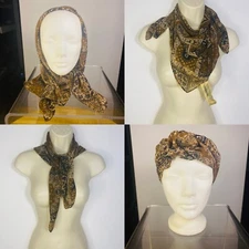 Scarf  French Chic Medallion Brown Paisley Bandana Head Hijab Wrap Convertible