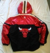 Vintage Chicago Bulls NBA Starter Parka Hood Hoodie Jacket 80-90's Size XL Minty