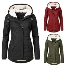 Womens Padded Quilted Coat Hooded Jacket Ladies Winter Warm Outwear Overcoat US