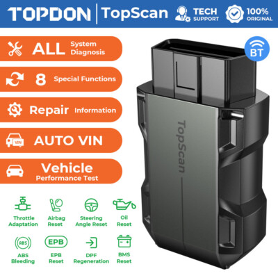 Topdon TOPSCAN OBD2 ALL System Diagnostic Free Use Scanner Tool + 8 Services