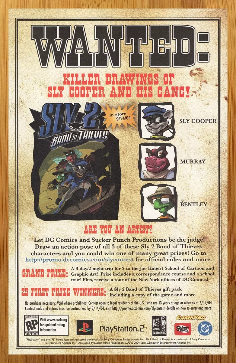 Sly Cooper 2 Band of Thieves Print Ad Game Poster Art PROMO Original PS2  Advert