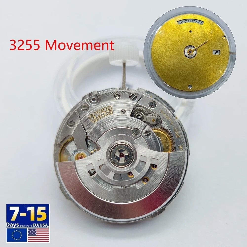 3255 Automatic Mechanical Movement Dual Calendar 31 Jewels Blue